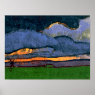 Poster Paysage de marais avec un moulin Emil Nolde