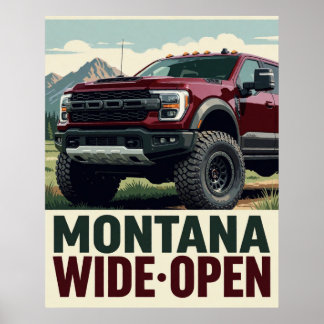 Poster 🏕️ Paysage de montagne de camion large ouvert