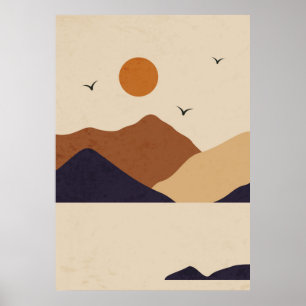 Poster Paysage de montagne de jour et de nuit