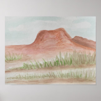 Poster Paysage de montagne du désert d'Arizona à l'aquare