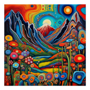 Poster Paysage de montagne psychédélique 4