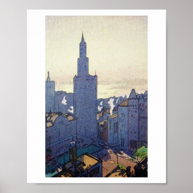 Poster Paysage de New York, Hiroshi Yoshida, coupe de boi (Devant)