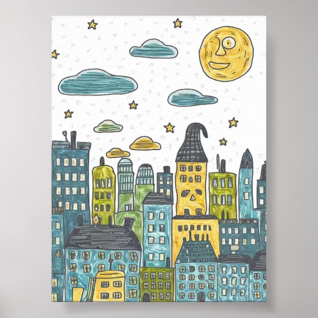 Poster Paysage de nuit lunatique - Jouer à la main (Devant)