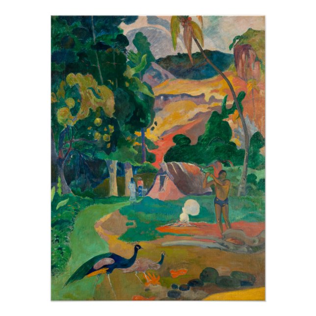 Poster Paysage de Paul Gauguin Matamoe avec Peacocks (Devant)