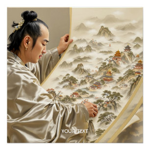 Poster Paysage de peintre japonais mignon fantastique