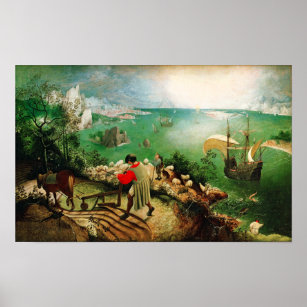 Poster Paysage de Pieter Bruegel avec la chute d'Icarus