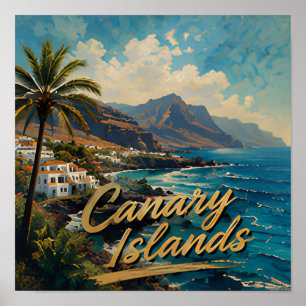 Poster Paysage de plage à l'aquarelle des îles Canaries