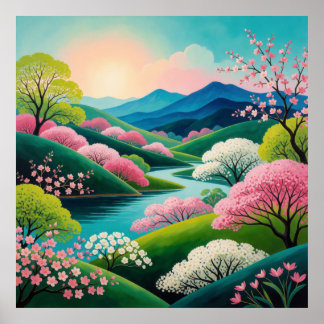 Poster Paysage de Réveil Printanier 🌷