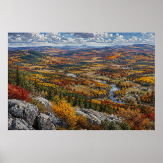 Poster Paysage de rivière automnale