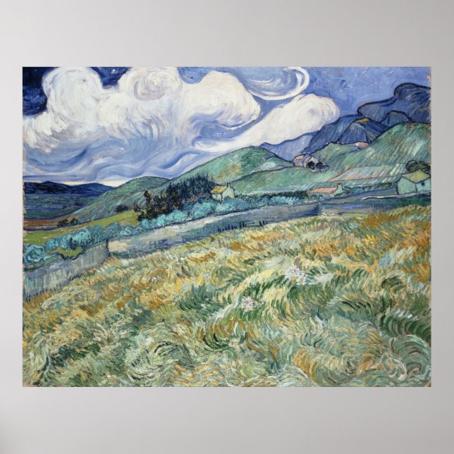 Poster Paysage de Saint-Remy par Vincent Van Gogh (Devant)