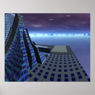 Poster Paysage de Sci fi de centre d'art de Gingezel