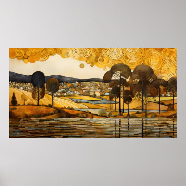 Poster Paysage de style Gustav Klimt (Devant)