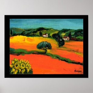 POSTER PAYSAGE DE TOSCANE AVEC DÉBORDEMENT
