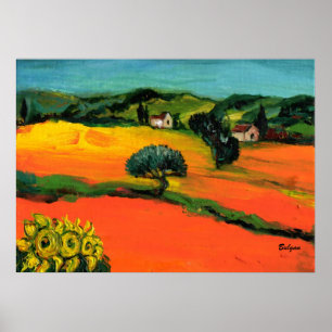 POSTER PAYSAGE DE TOSCANE AVEC DÉBORDEMENT