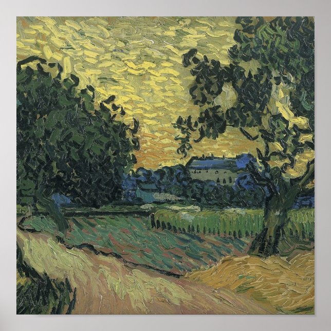 Poster Paysage de Van Gogh à Twilight (Devant)