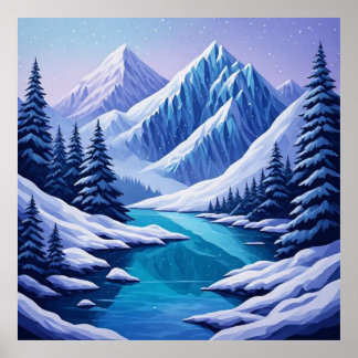 Poster Paysage d'élégance hivernale Montagne❄️