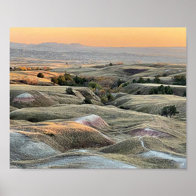 Poster Paysage des Badlands Sunset Dakota (Devant)