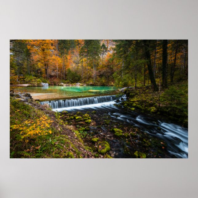 Poster Paysage des chutes d'automne à Kamniška Bistrica,  (Devant)