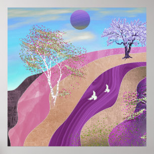 Poster Paysage des fleurs du printemps