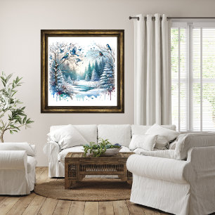 Poster Paysage des neiges de la forêt d'hiver
