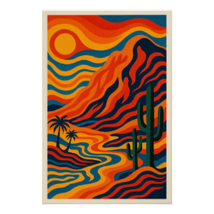Poster Paysage Désertique Abstrait Vibrant