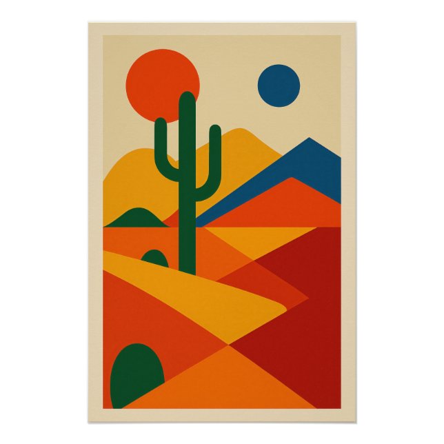 Poster Paysage Désertique Géométrique Moderne (Devant)