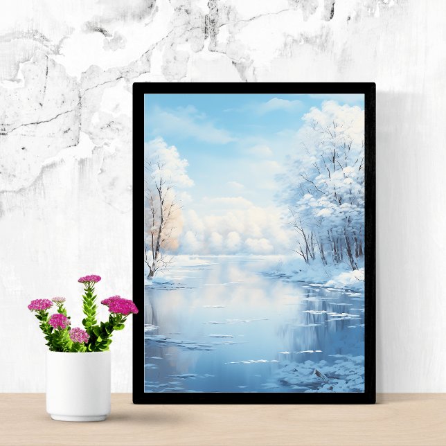 Poster paysage d'hiver avec lac gelé tranquille (Créateur téléchargé)