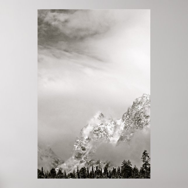 POSTER PAYSAGE D'HIVER NOIR ET BLANC (Devant)