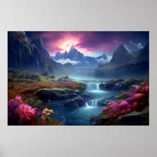 Poster Paysage Dimension magique Fantastique Planète Art