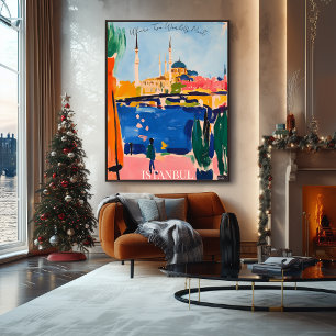 Poster Paysage d'Istanbul avec front de mer dans l'art fa