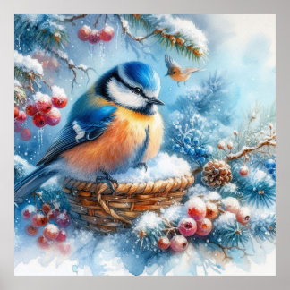 Poster Paysage d'oiseaux et d'hiver 31