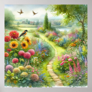 Poster Paysage du chemin de jardin 3