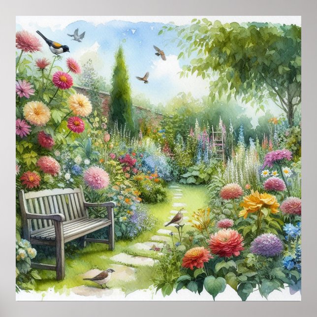 Poster Paysage du chemin de jardin 8 (Devant)