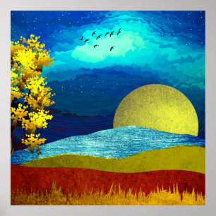 Poster Paysage du ciel liquide