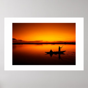 Poster Paysage du coucher de soleil avec un bateau-68465