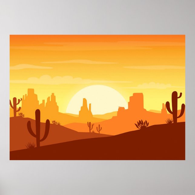 Poster Paysage du désert de Cactus (Devant)