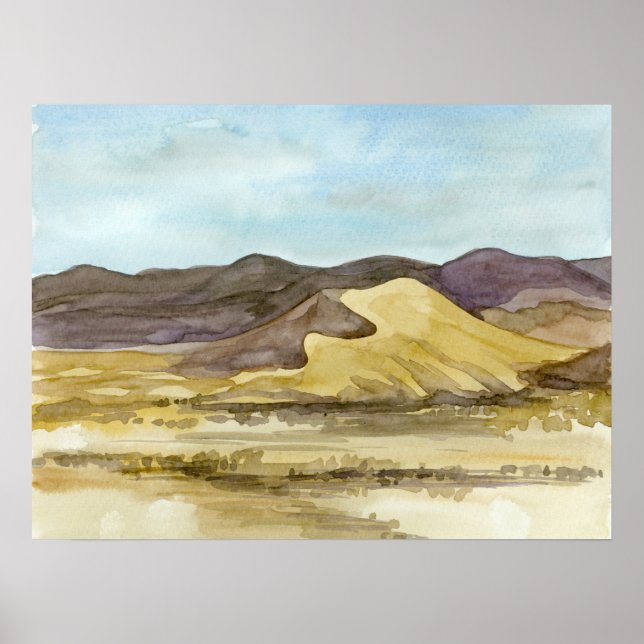Poster Paysage du désert du sable Aquarelle (Devant)