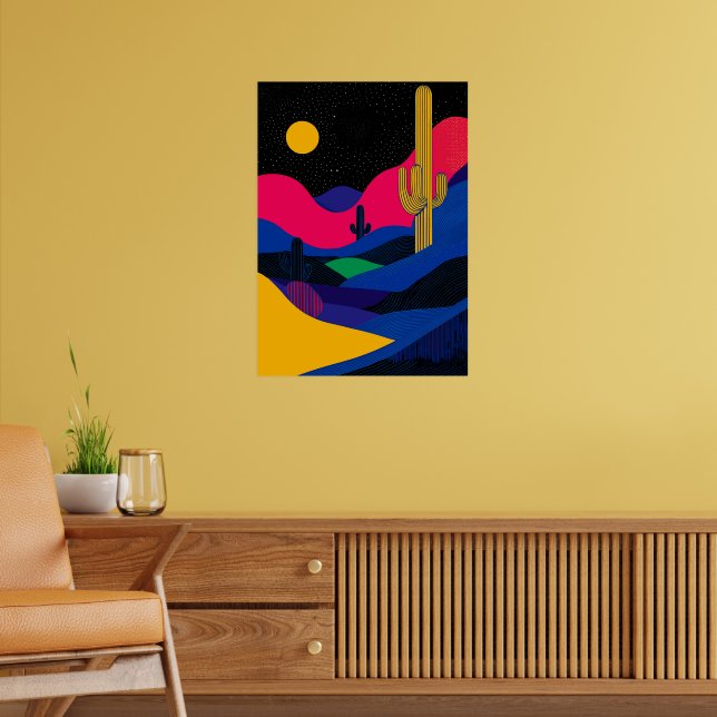 Poster Paysage du désert vident la nuit (Salon 2)