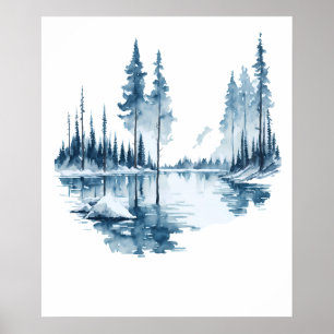 Poster Paysage du lac d'hiver