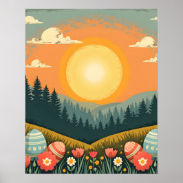 Poster Paysage du lever du soleil de Pâques