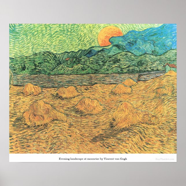 Poster Paysage du soir au lever du soleil par Vincent van (Devant)