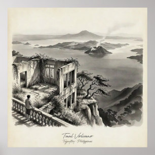 Poster Paysage du volcan Taal Tagaytay Philippines
