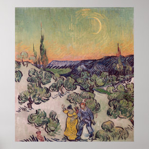 Poster Paysage éclairé par la lune de Vincent van Gogh ,