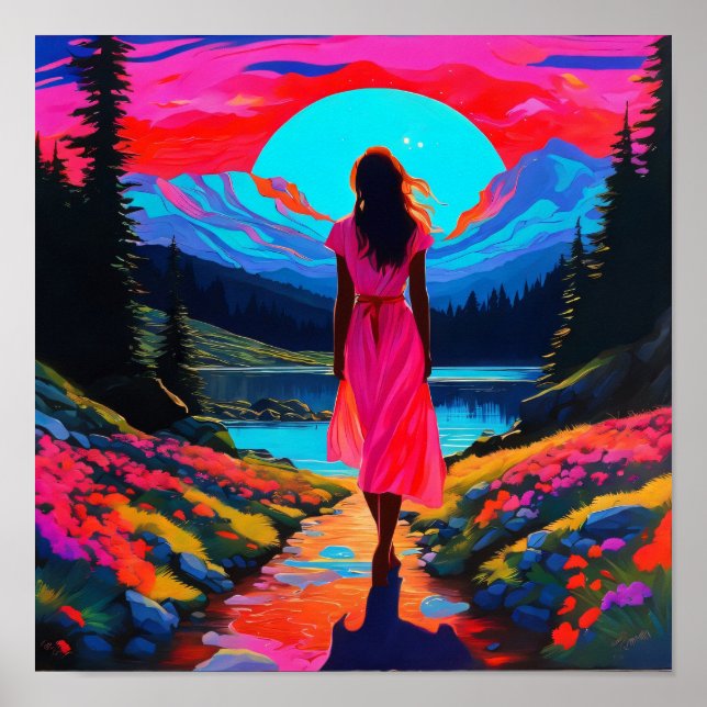 Poster Paysage écossais psychédélique (Devant)