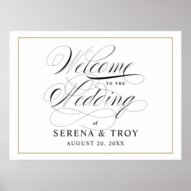 Poster Paysage élégant du Mariage d'Affiches de bienvenue (Devant)