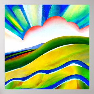 Poster Paysage ensoleillé arc-en-ciel