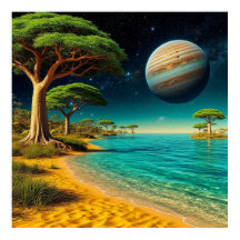 Paysage fantastique avec une plage vibrante