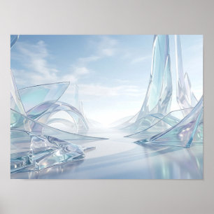 Poster Paysage Futuriste en Verre Iridien