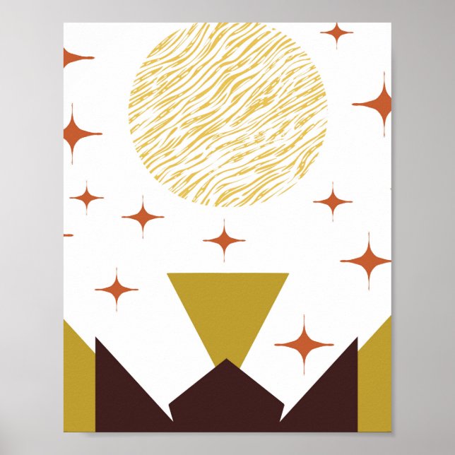 Poster Paysage géométrique du milieu du siècle (Devant)