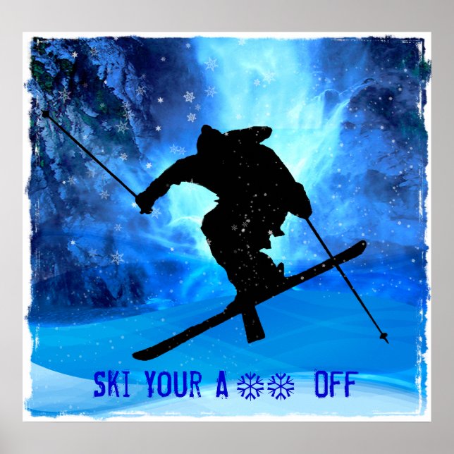 Poster Paysage hivernal et ski libre (Devant)
